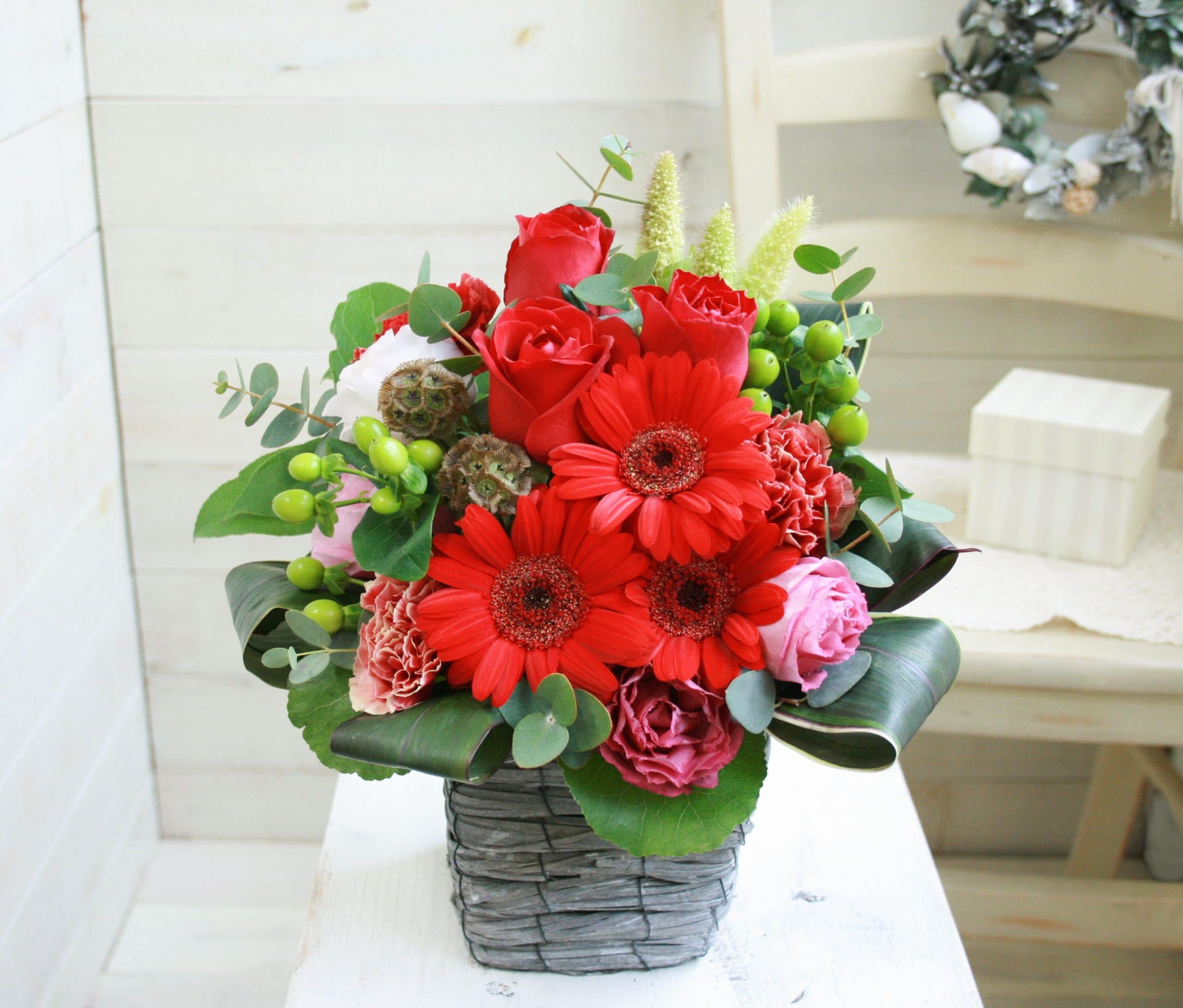 おまかせアレンジメントS-赤系