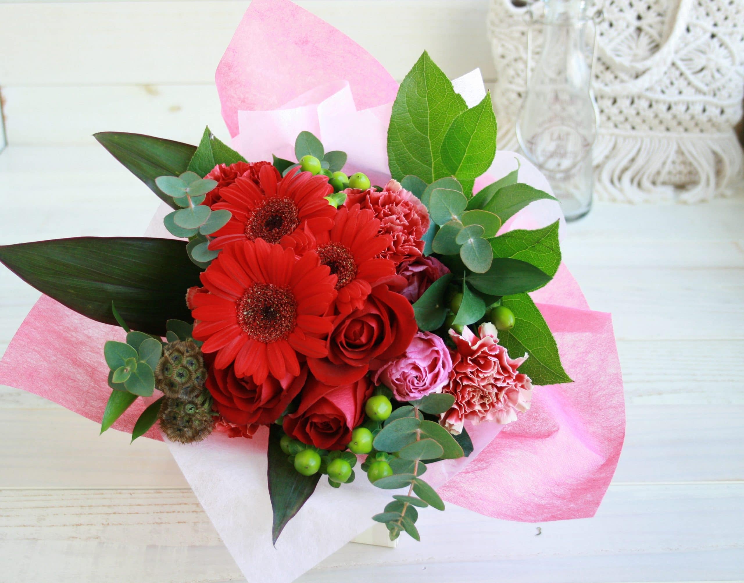 おまかせ花束S-赤系