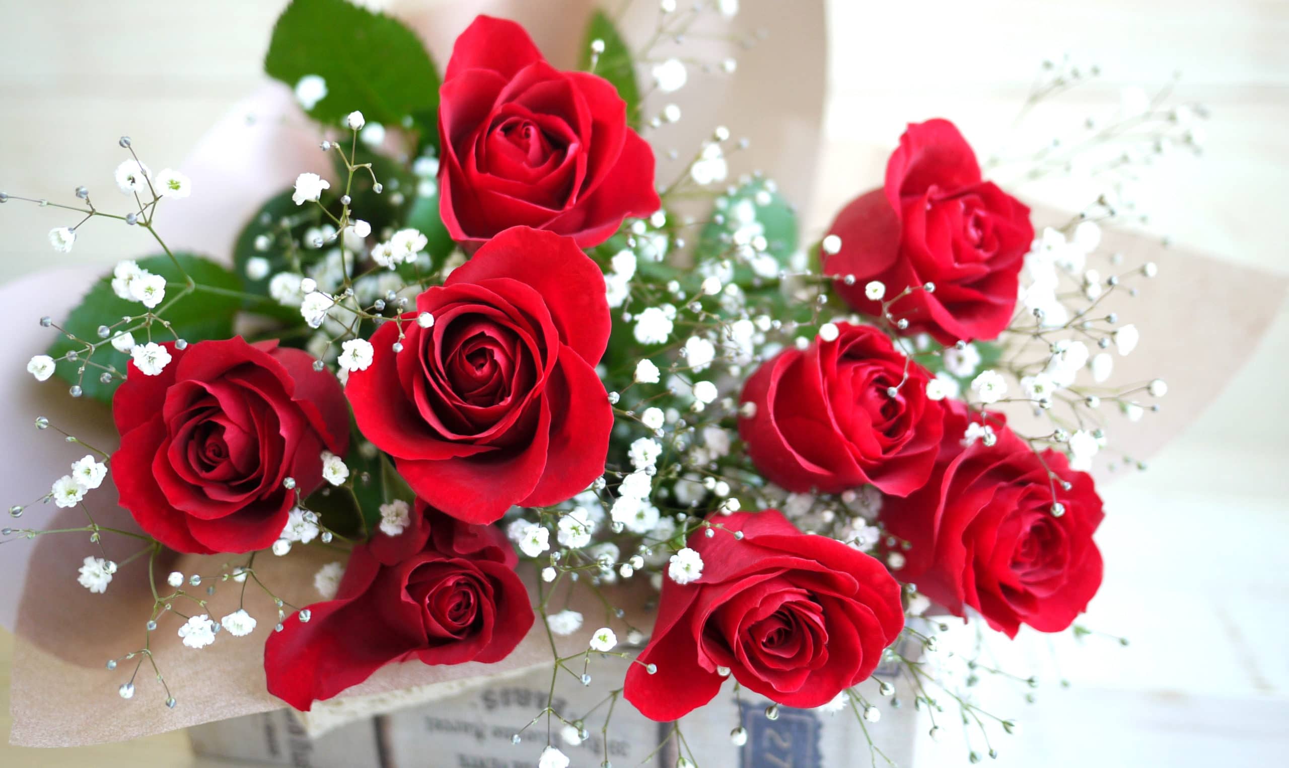 プロポーズや記念日に 赤いバラとかすみ草の花束 フラワーギフトなら株式会社 ジェルフラワー